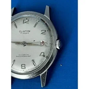 Clinton | Accessories | Vintage 96s Clinton 17 Jewels Date Silver Tone ...